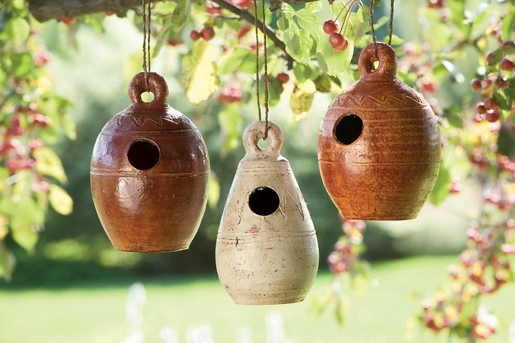 Keramikidéer för trädgården hängande-fågelmatare-pyssla-trädgård-dekorera