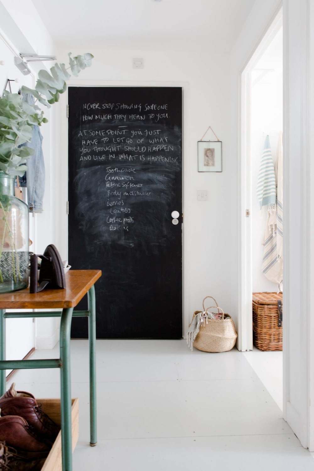 måla svart dörr med kritfärg som tavla för att skriva entrédörr