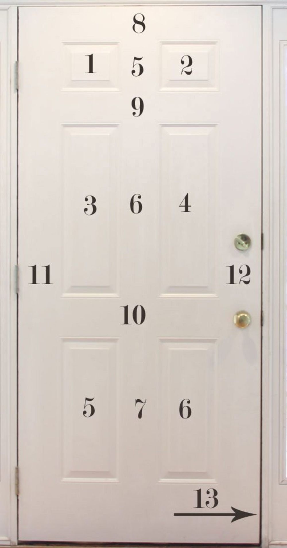 numrerade utskärningar för dörrmålning utan slipning