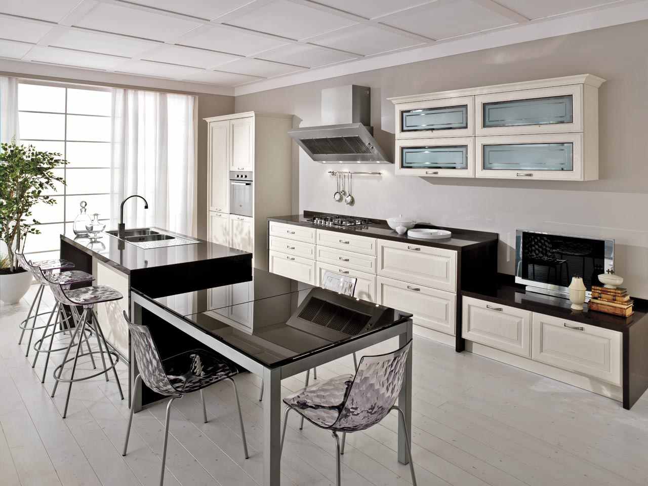 kök-design-italienska-moderna-stolar-akryl-glas utsugskåpa