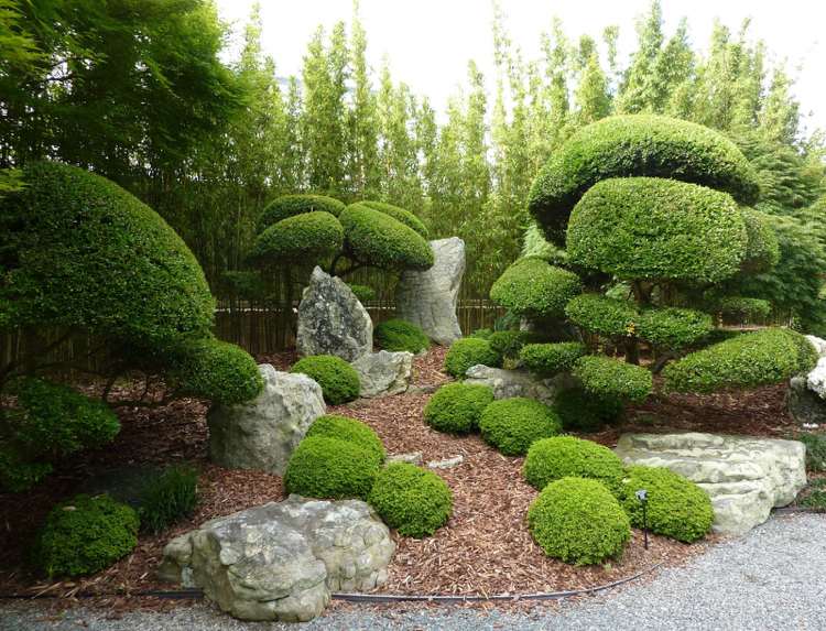 japansk-trädgård-design-stenblock-mulch-skärning-buxbom
