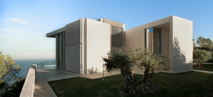 vit betong hus konstruktion design idé modern