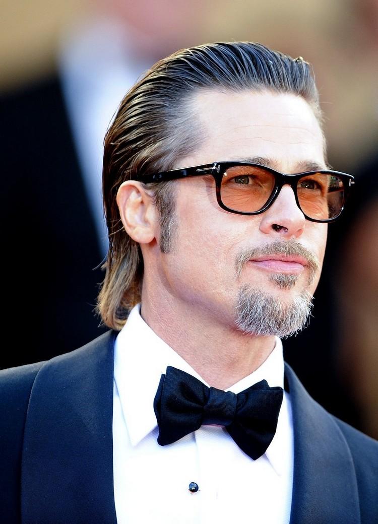 frisyrer snygg look män långt hår brad pitt