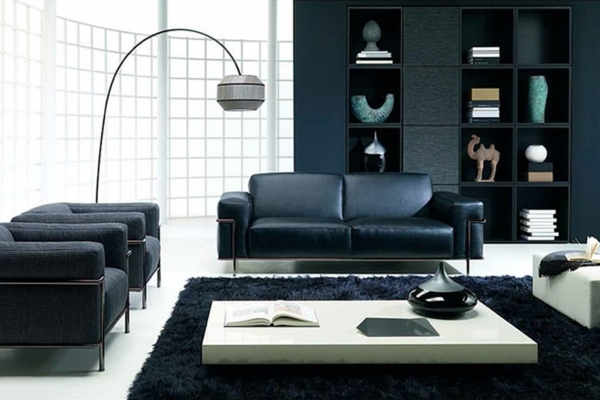 svart matta-vit-möbler-vardagsrum