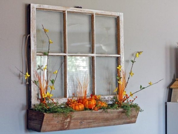 vintage-fönster-ram-dekoration-på-hösten-pumpa-blad-idéer
