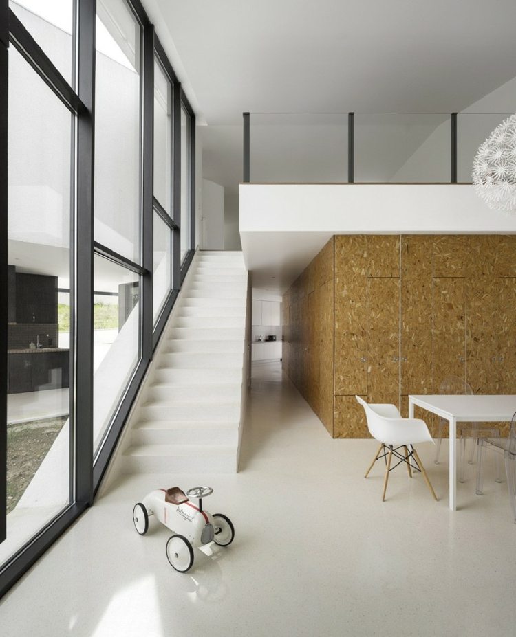 trappor minimalistisk stil plywood väggfönsterram profil svart