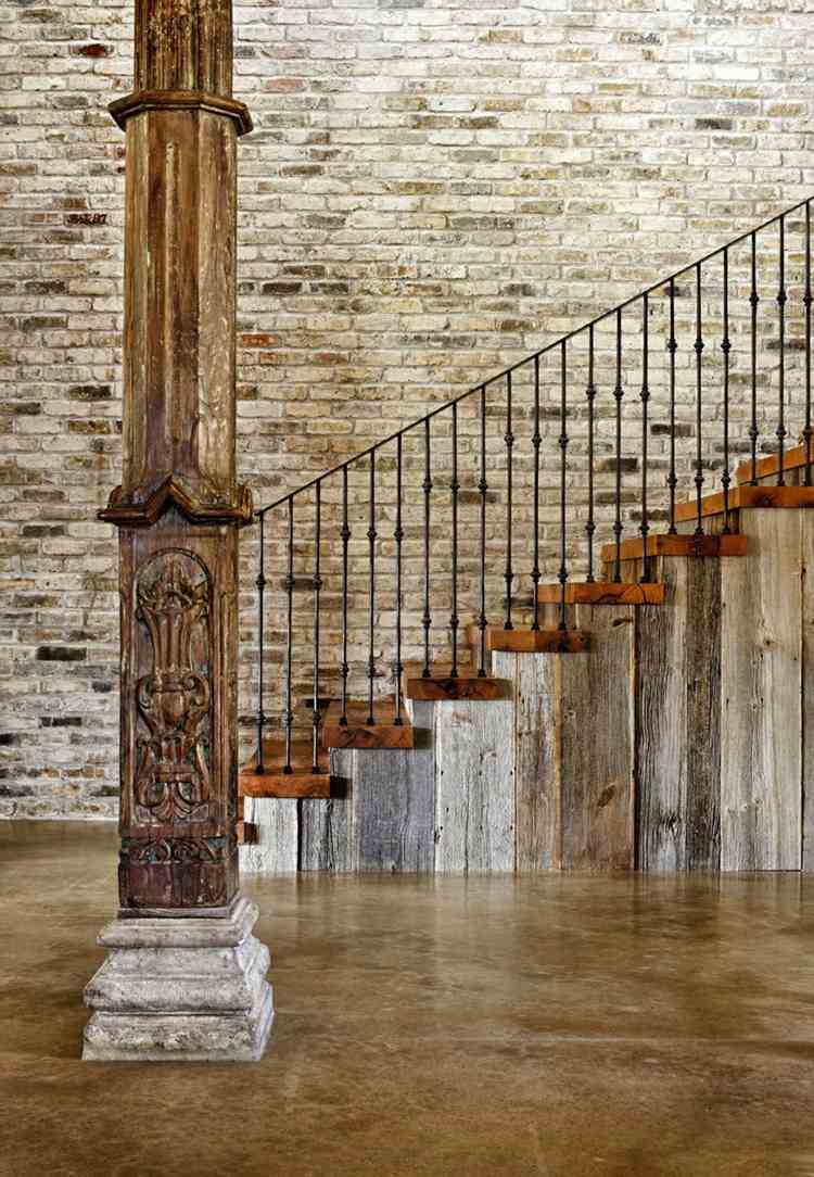 trappor-beklädnad-vintage-rustikt-rakt-trä-laminat-marmor-golv-betong-vägg-räcke-metall