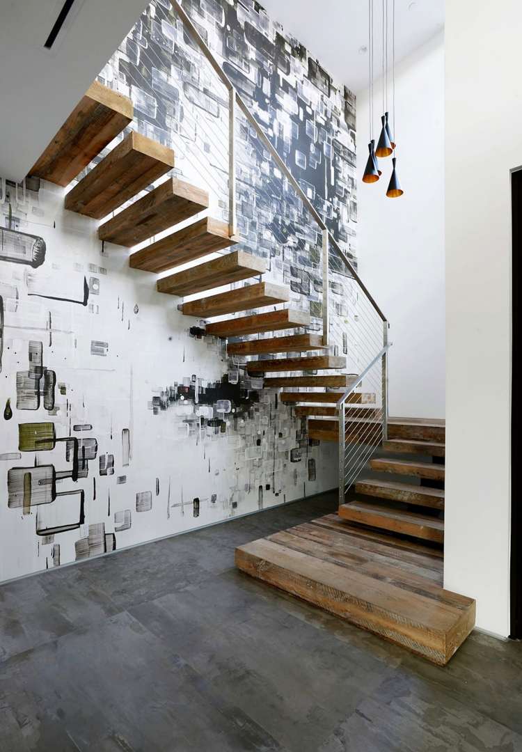 Trappa-renovera-måla-idéer-trästeg-modern-vägg-design-väggmålning-fototapet-effektiv