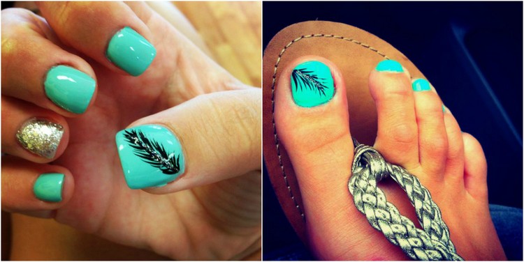 turkos-naglar-fjädrar-glitter-naglar-tånaglar-justera-sommar