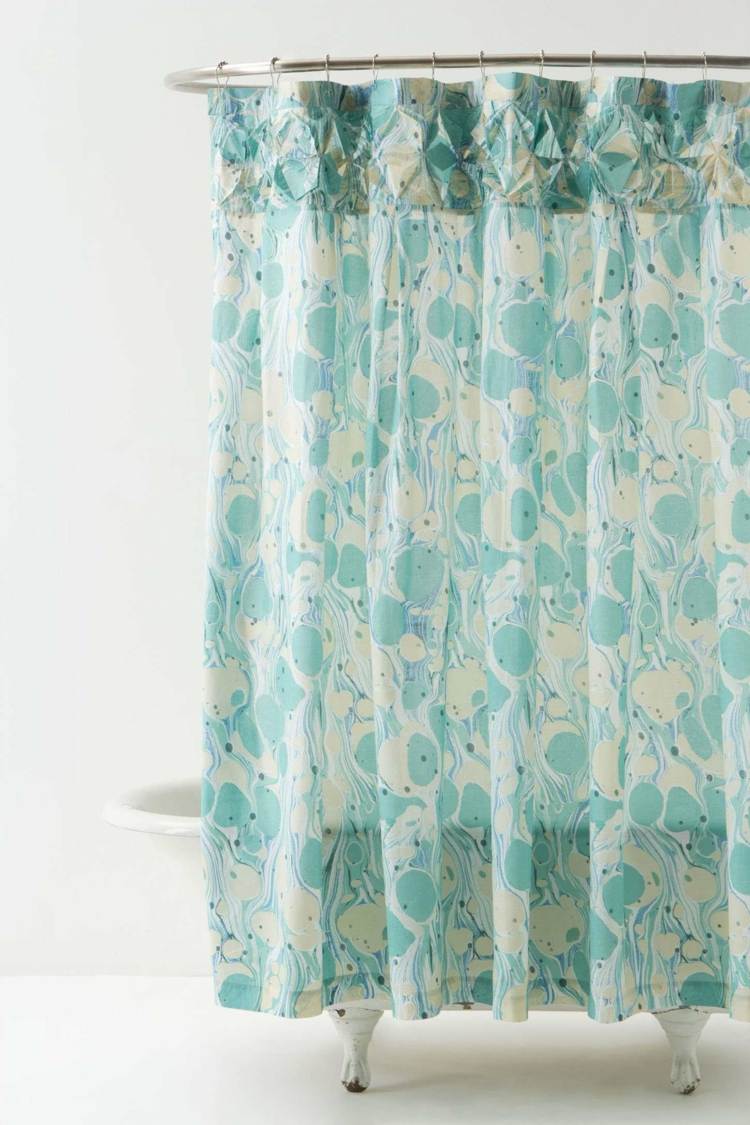turkosa gardiner duschdraperi idé badkar möbler