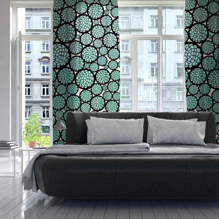 gardiner turkos svart idé fönster dekoration vardagsrumsmöbler moderna