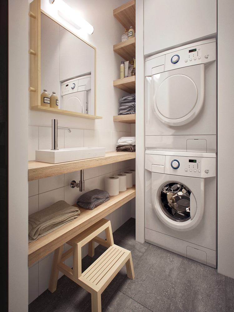 torktumlare-tvättmaskin-badrum-litet-trä-vitt-modernt
