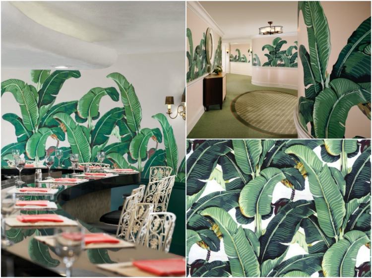 tropiska tapeter bananblad på Beverly Hills Hotel