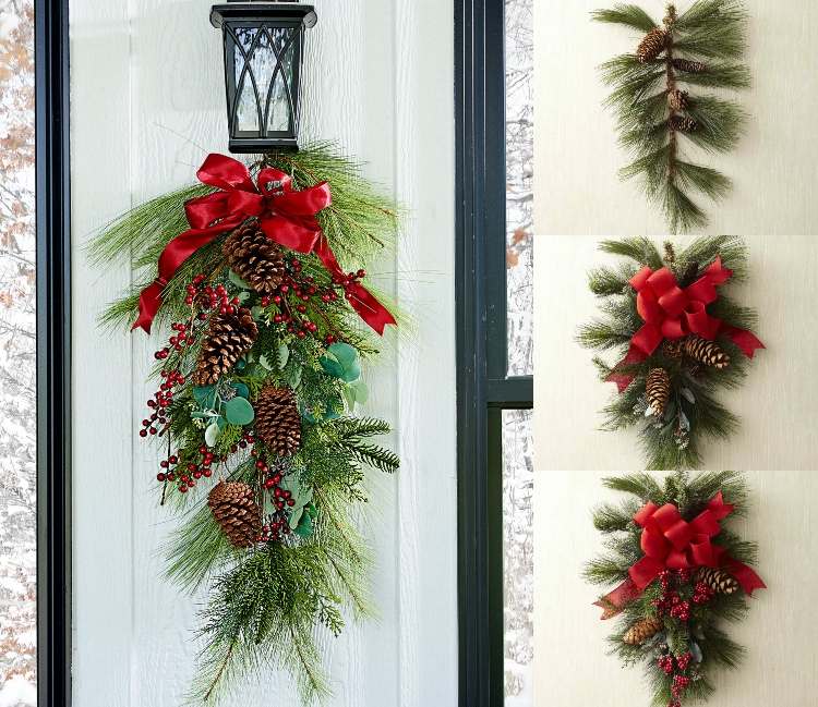 Gör din egen dörrfläta till jul Instruktioner för ytterdörrsdekorationer till advent