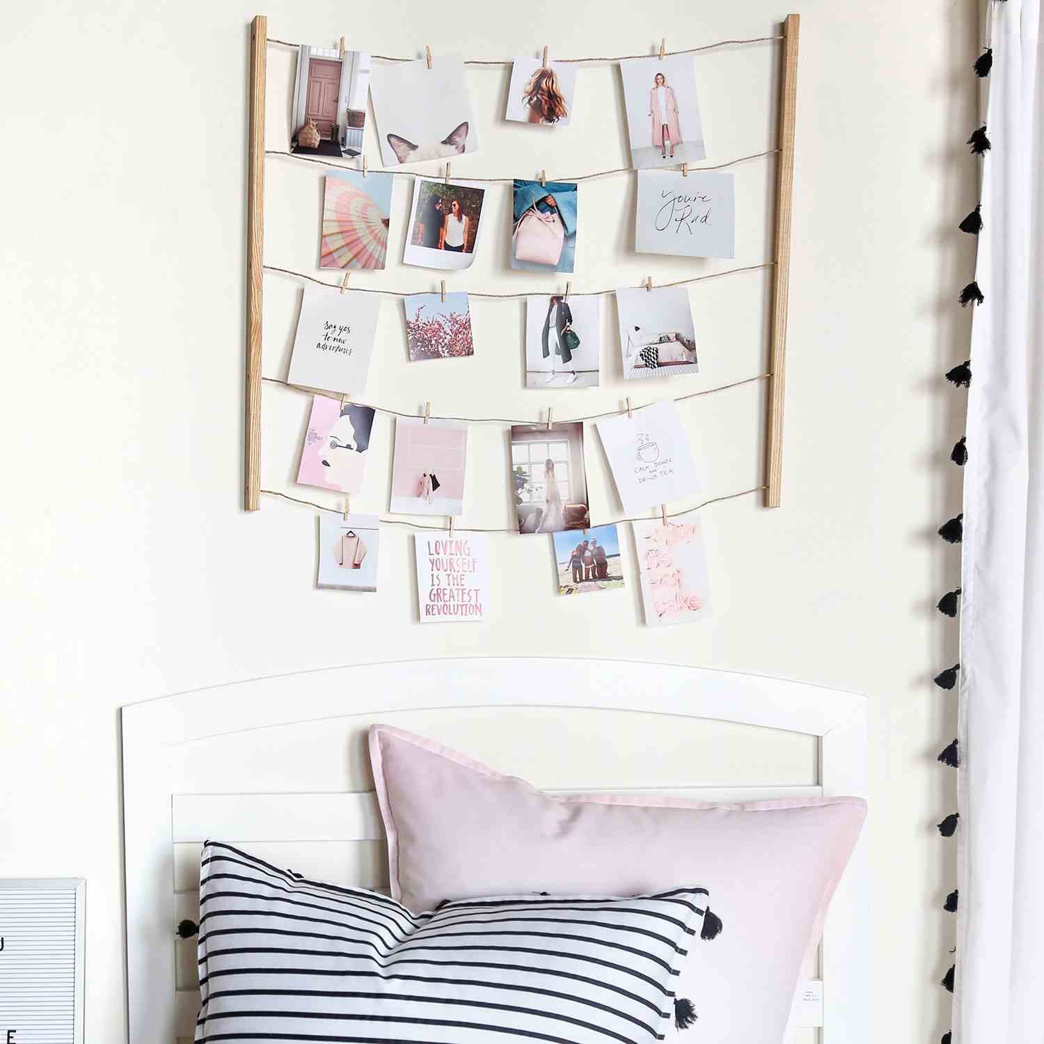 Gör fotogirlland själv DIY sovrum dekoration idéer enkelt