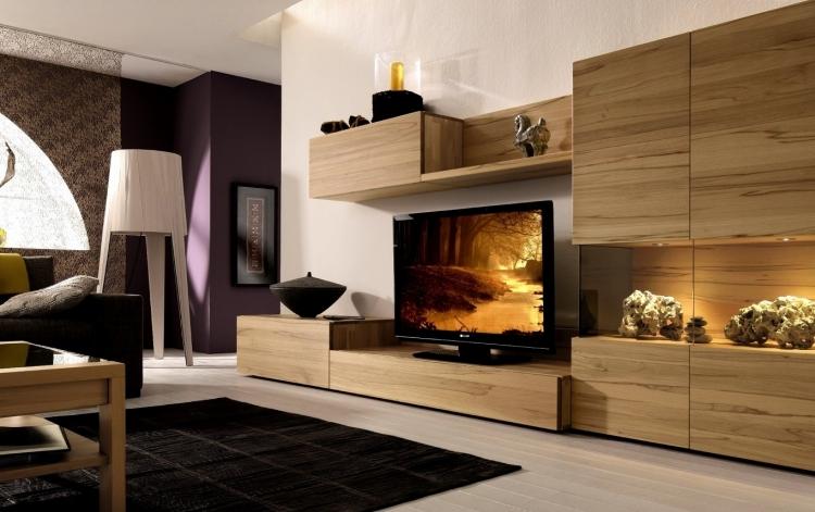 TV-möbler för vardagsrum-vardagsrum-design-modern-trä-look-tv-plattskärm
