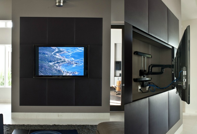 TV-väggfäste-media vägg-idéer-elektrisk justerbar