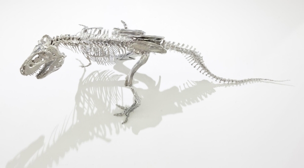 Dinosaur Tyrannosaurus-Rex förkromad skulptur silver krom