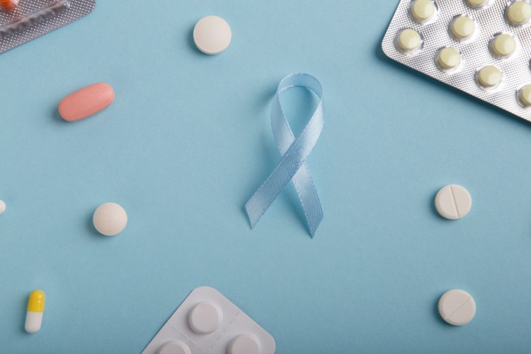 läkemedel mot prostatacancer och solidaritet med blått band