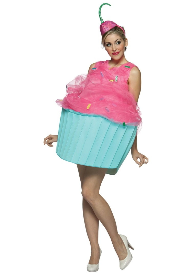 karnevalskostymer 2015 cupcake förklädning blå rosa hatt tutu