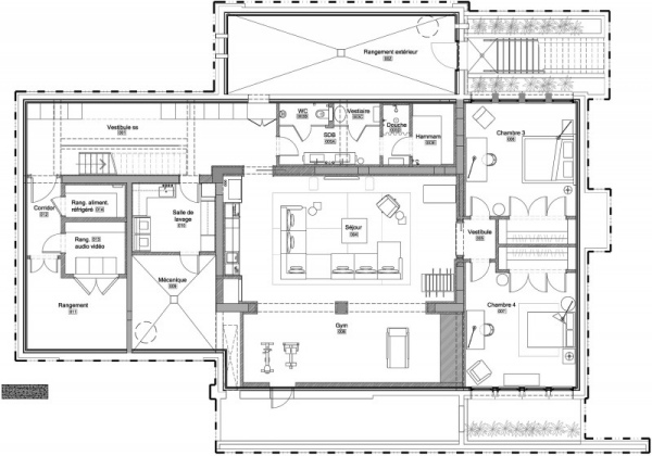 modern lägenhet med elegant design på övervåningen