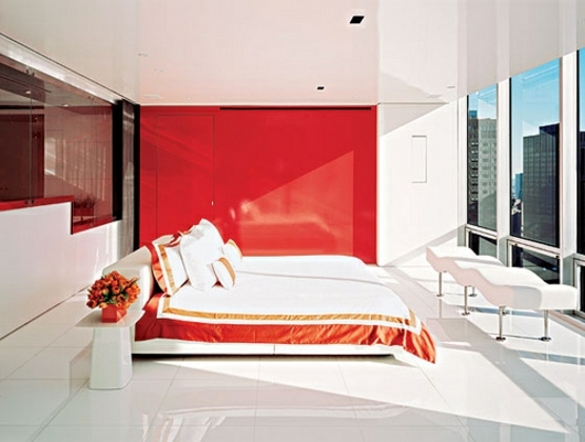 elegant lägenhet design - rött sovrum