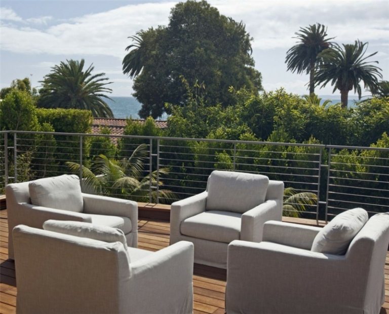 hus-design balkong lounge vita möbler gelaneder metall