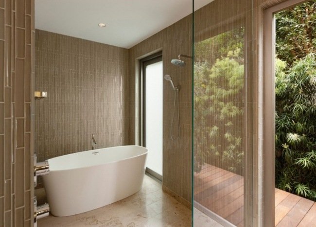 badrum beige designerhus med hållbar arkitektur
