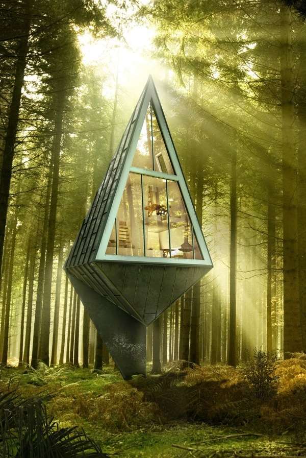 3D-arkitektur modernt hus-passivt energieffektivt-Konrad Wójcik-projekt