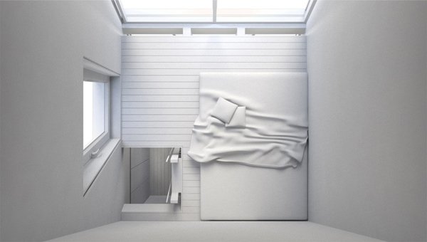 Minimalism i sovrummet inredning design purism design helt vitt