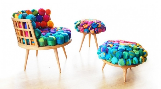 Upcycling silkestyg garner genomförande-modern stol design