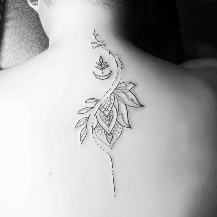 Unalome Lotus Betydelse Tillbaka Tatuering Design För Kvinnor Idéer