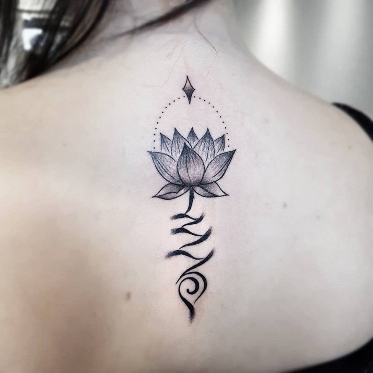 Unalome Lotus Tattoo Betydelse Back Tattoo Design Women