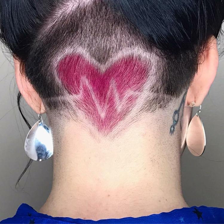 Underskuren frisyr mönster hjärtat alla hjärtans dag frisyr trender kvinnor