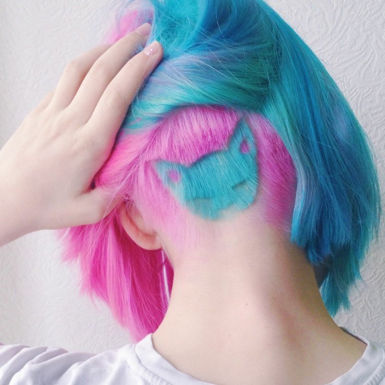 underskuren-frisyrer-feminin-katt-motiv-blå-rosa