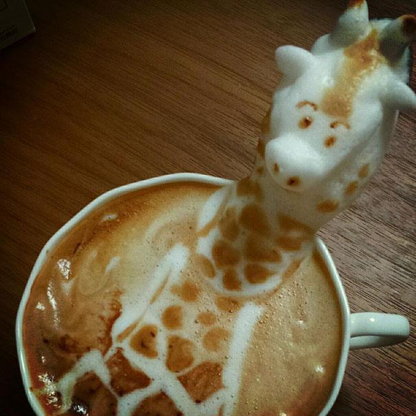 3d latte art kazuki yamamoto giraff kaffe artist