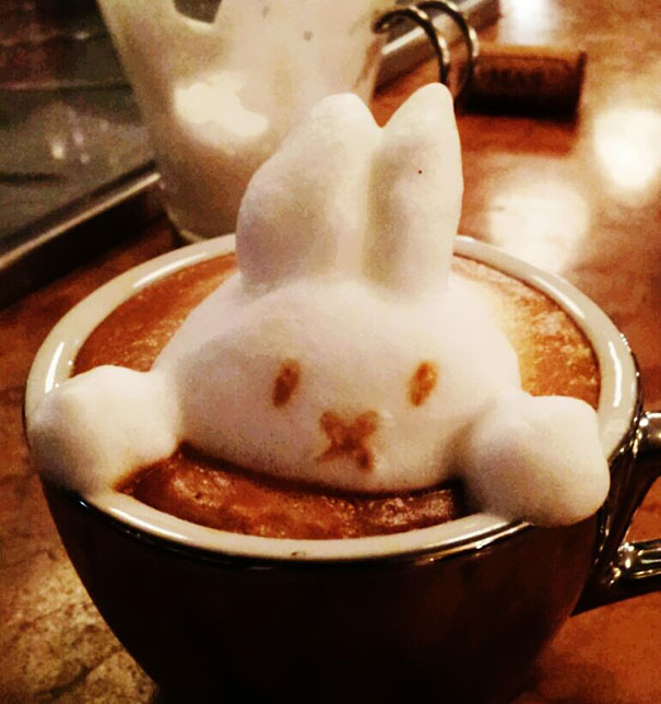 3D Latte Art Kazuki Yamamoto Bunny Cup Simning