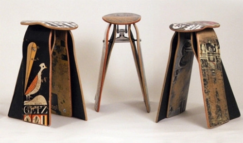 idéer för palldesign ovanlig form skateboardmöbler