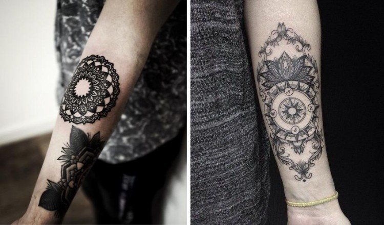 underarm-tatuering-inuti-kvinna-mandala-blomma-kompass