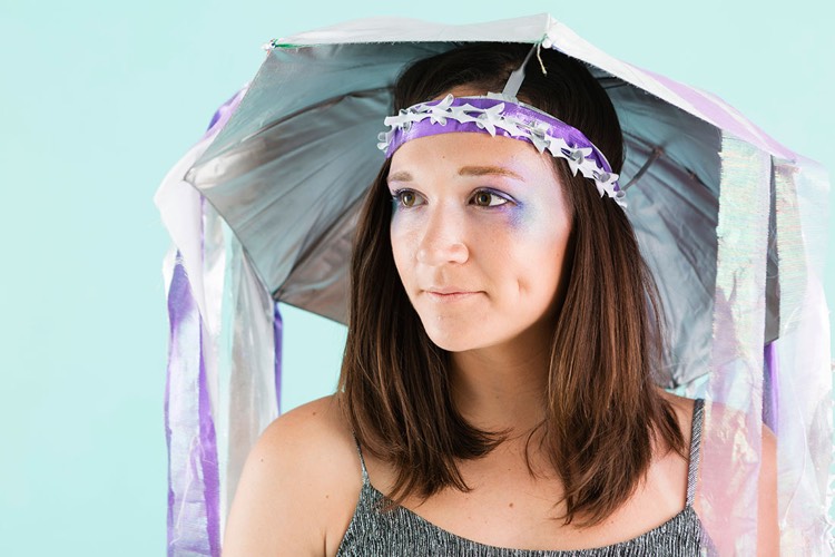 Undervattensdräkt vuxen kvinna maneter paraplyhatt