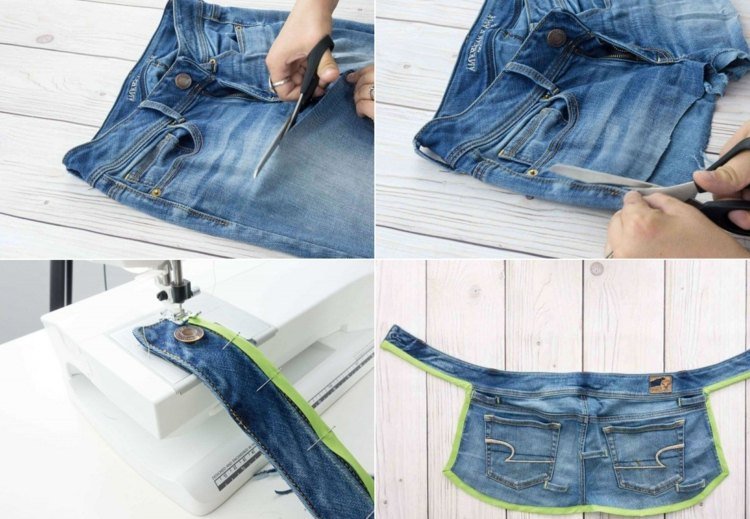 Skapa instruktioner för jeansförklädet som hjälpare i trädgården