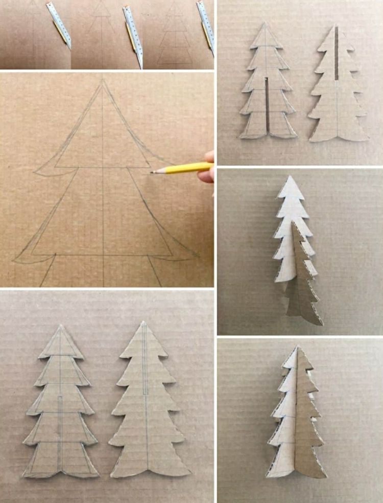 Instruktioner för att göra en julgran i kartong