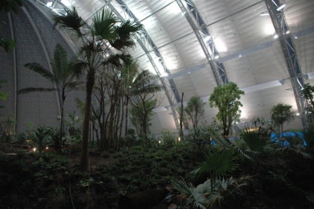 Tropisk skog inomhus världens största vattenparkhall