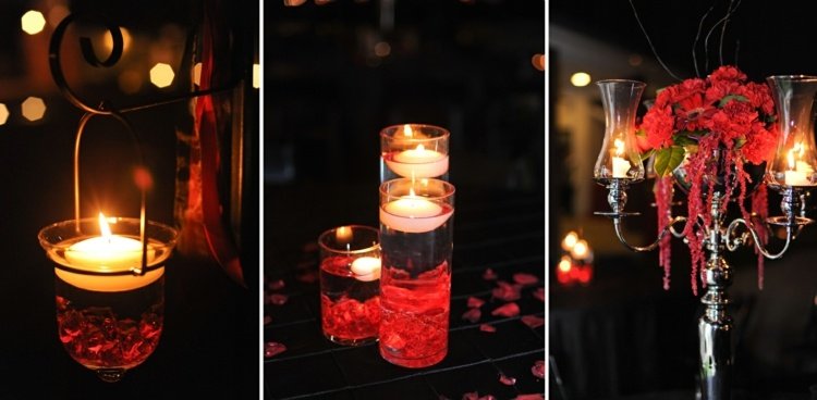 vampyr bröllop belysning idé romantik lykta svart röda blommor