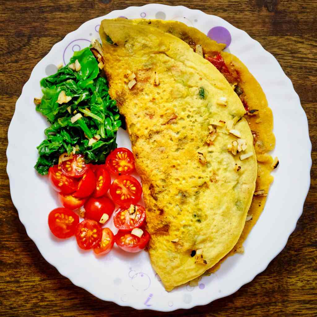 Vegansk frukostrecept Omelett Vegansk spenattomat Hälsosam viktminskning