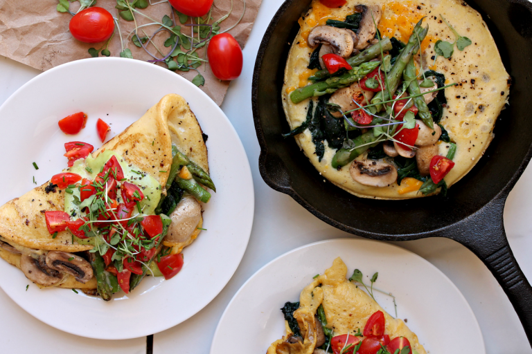 Veganska frukostrecept omelett vegan svamp sparris lagar friska kikärter