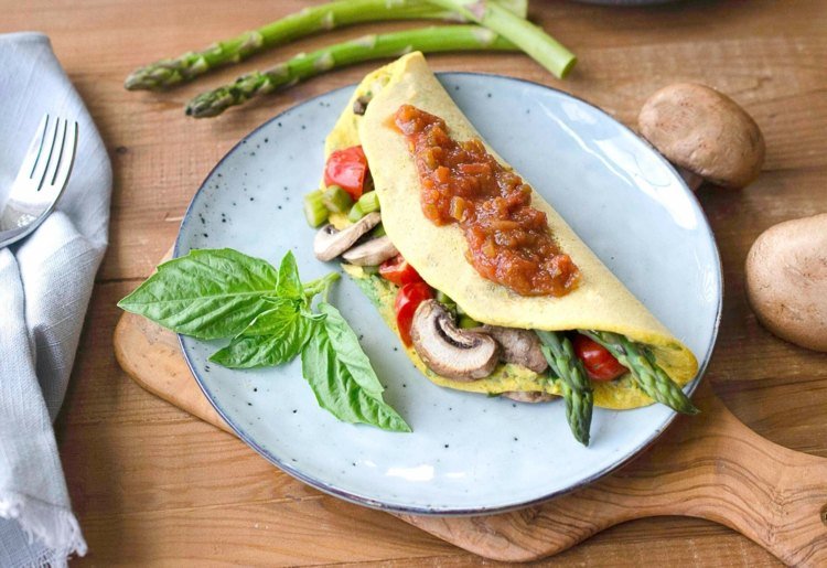 Omelettrecept vegan hälsosam frukostidéer snabbt