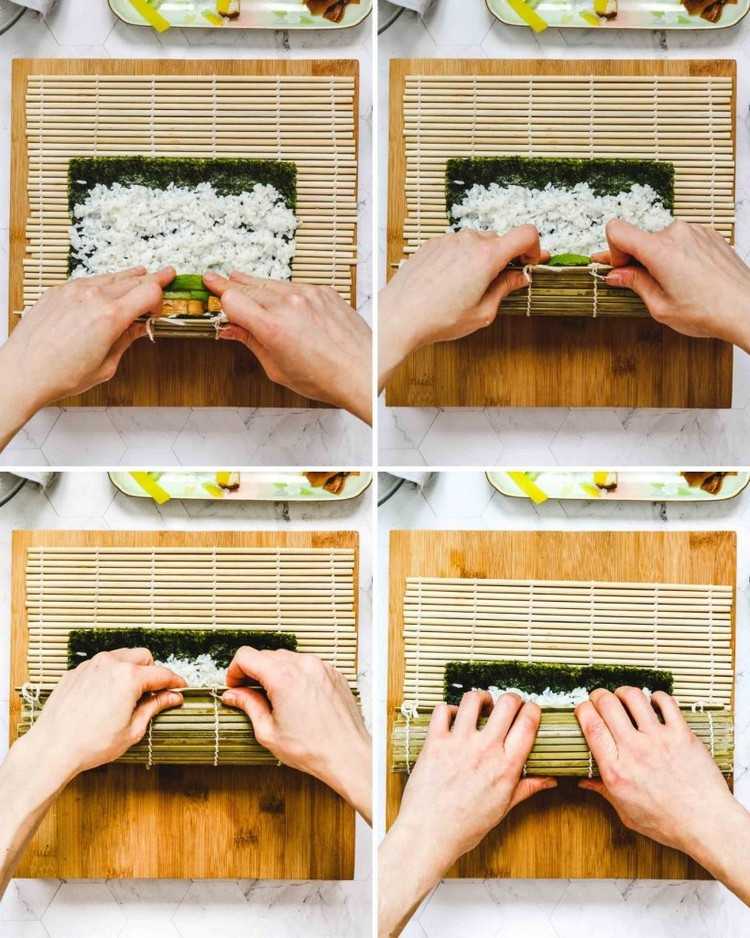 Sushi rulle instruktioner steg för steg