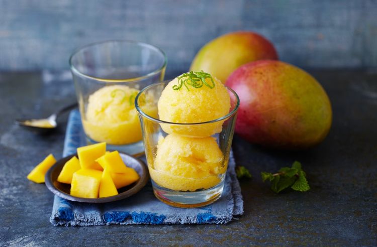 vegetariska rätter sorbet-fruktig-kall-söt-mango-efterrätt