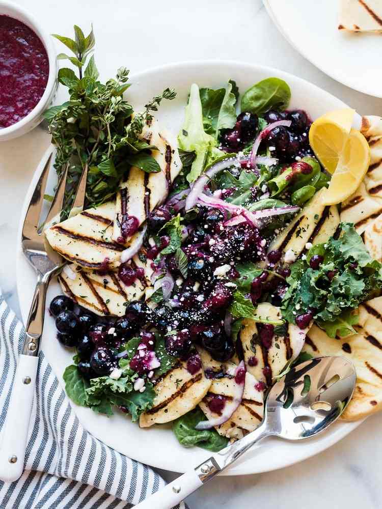 grillad halloumi grill ost sallad recept vegetariska grill recept med feta